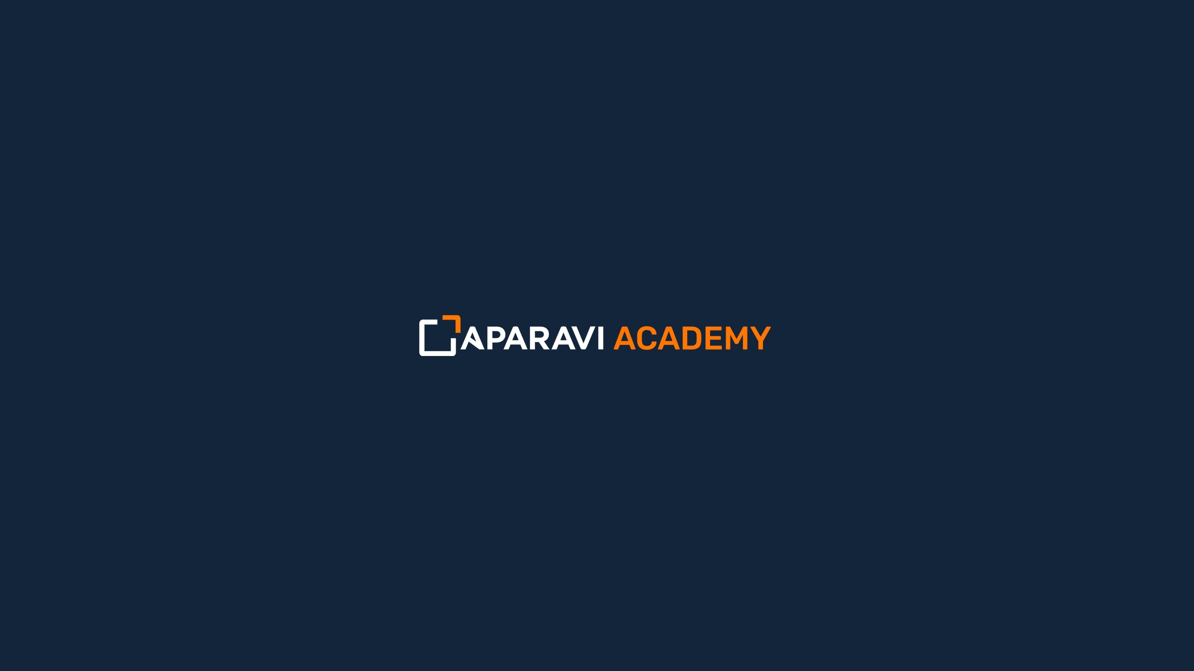 Schriftzug APARAVI-Academy auf dunkelblauen Hintergrund